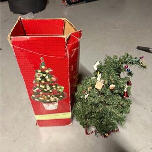 Petite Mini Christmas Tree With Tree Skirt And Ornaments 24”